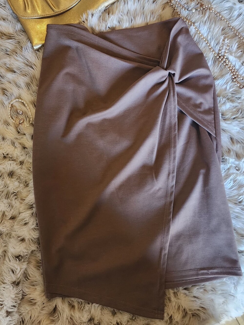 Knot-Front Mauve Women’s Pencil Skirt